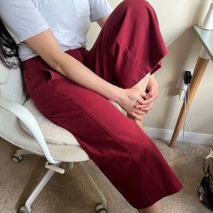 Ann Taylor Wide Leg High-Waist Red Cropped Culotte Pants 6